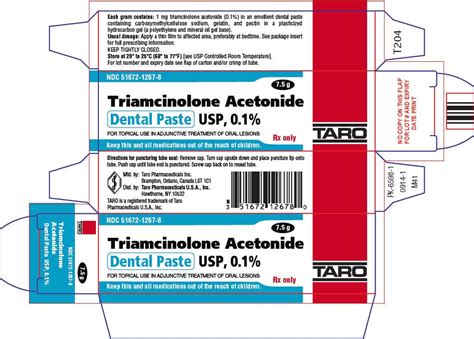 Optimized oral paste formulation of triamcinolone acetonide showed similar characteristics with reference formulation and could be used as an effective drug delivery system for the treatment of recurrent aphthous stomatitis. Triamcinolone Paste - FDA prescribing information, side ...