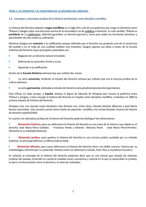 Historia Del Derecho Apuntes TEMA 1 EL CONCEPTO Y EL CONTENIDO DE LA