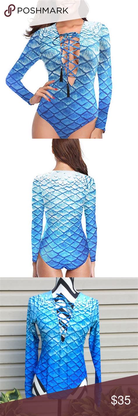 New Mermaid Print Long Sleeve Swimsuit Rash Guard Long Sleeve Swimsuit Sleeve Swimsuit Long