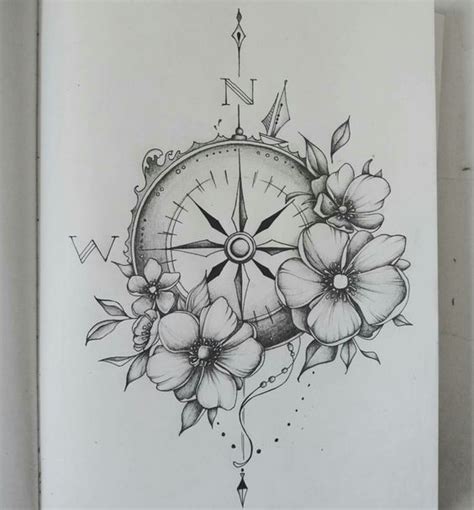 Gorgeous Flower And Compass Tattoos Pinpoint