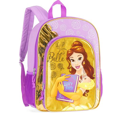 Girls Disney Princess Belle Backpack With Glitter 16 Purple