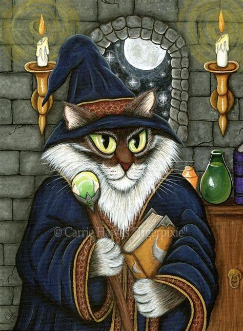 Merlin The Magician Le Canvas Print 11x14 Wizard Cat Art Merlin