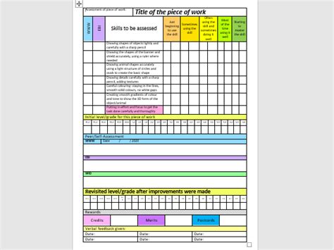 Ks3 Art And Design Skills Assessment Sheet Teaching Resources