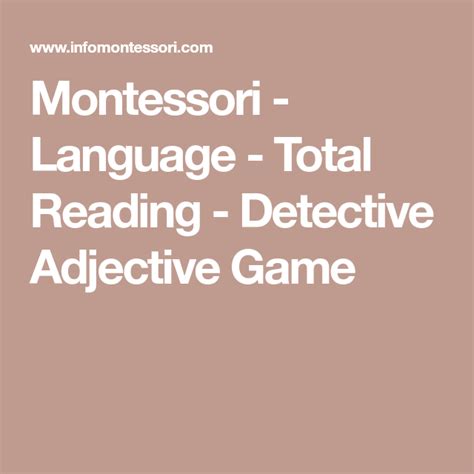 Montessori Language Total Reading Detective Adjective Game