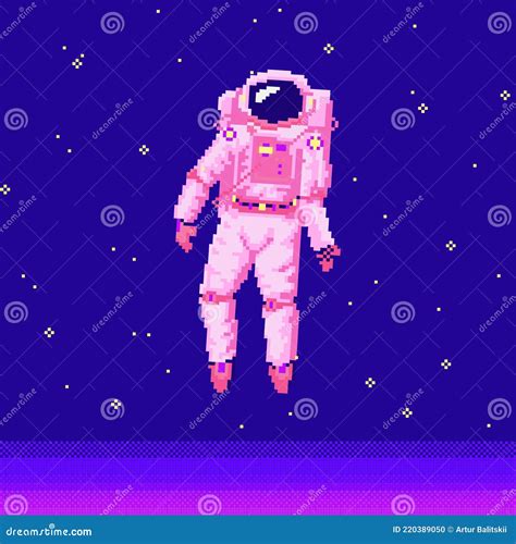 Pixel Art Astronaut Spaceman 8 Bit Objects Space Art Digital Icons Cosmonaut On The Moon