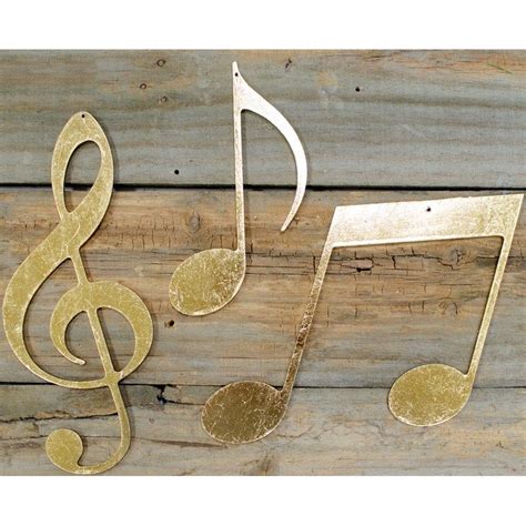 Assorted Wooden Music Notes Set Of 3 Gold Ab208408 Metallic Gold