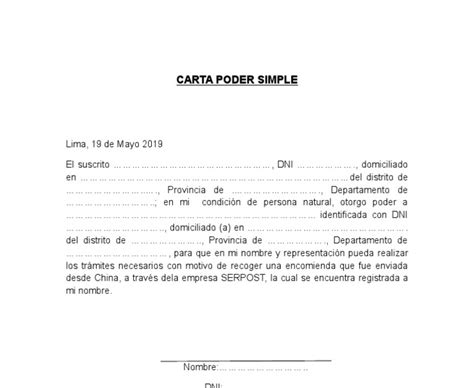 Modelo Carta Poder Peru Simple