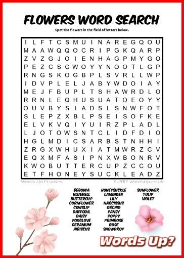Words Up Flowers Word Search
