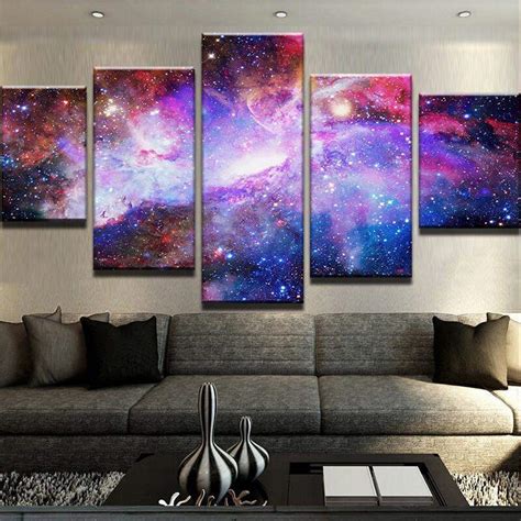 Make any space in your home innovative and unique by adding this modern & contemporary art piece made by real artists. Nebula Galaxy - Space 5 Panel Canvas Art Wall Decor ...
