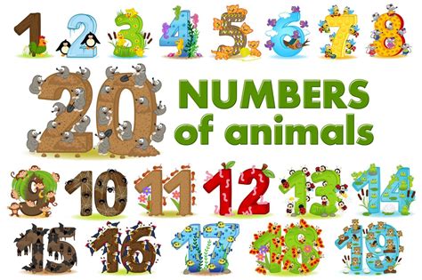 numbers of animals | Custom-Designed Graphics ~ Creative Market