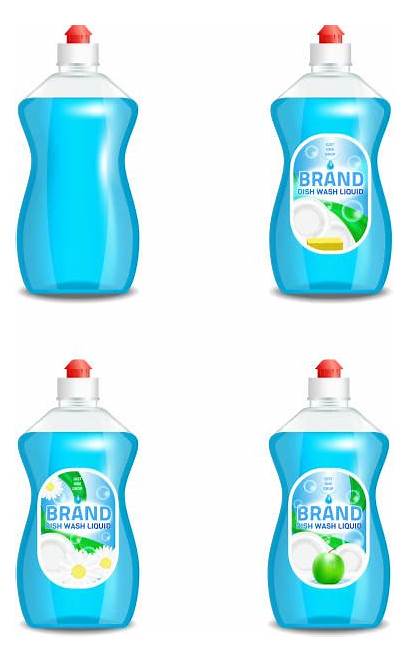 Liquid Dishwashing Clip Label Illustrations Soap Bottle