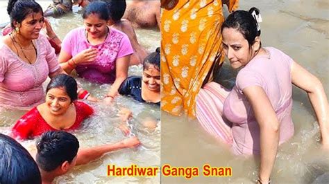 Ganga Snan Holy Bathing India Open Bath Ganga Snan Youtube