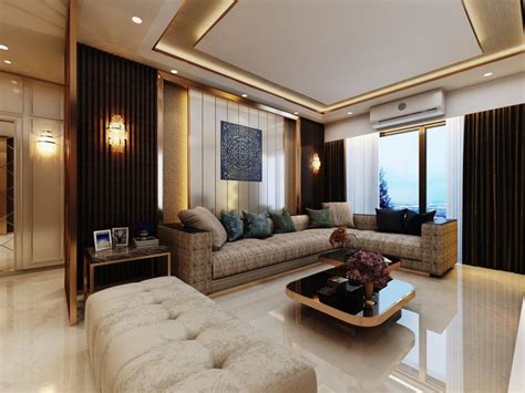 This Living Room Is Designed In Rich Tones Of Subtle Creams And Gold To