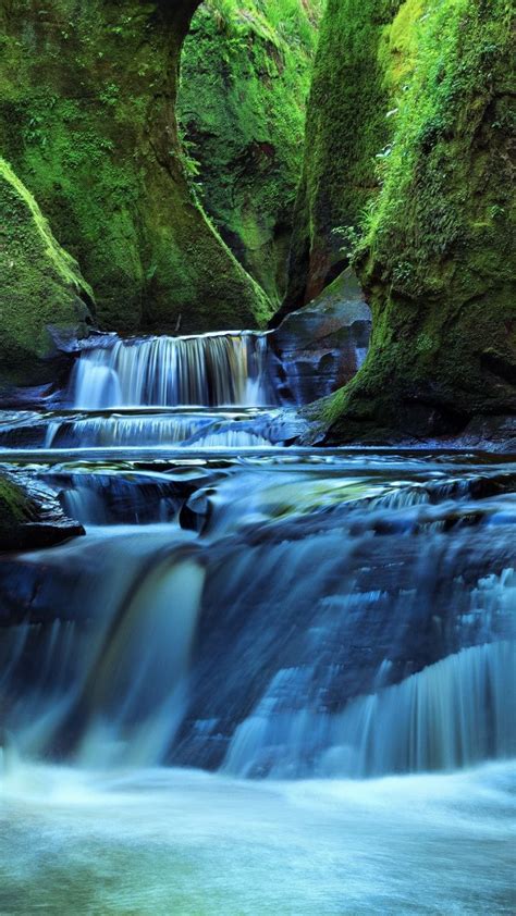 Flow Water Current Waterfall Forest Nature Rocks 720x1280