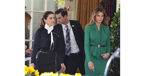 Melania Trumps Green Dress With Queen Rania Popsugar Fashion Photo 5