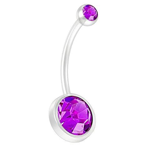 Buy G Amethyst Cz Crystal Flexible Bioflex Belly Button Ring Piercing