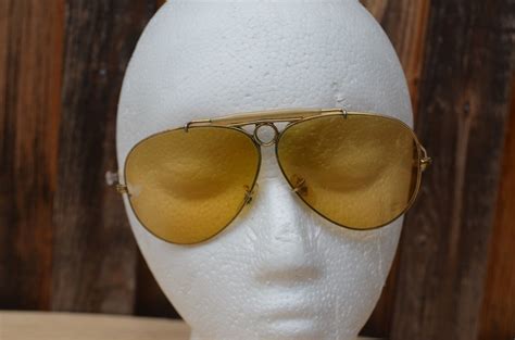 Vintage Ray Ban Aviator Shooting Glasses Bausch And Lomb Yellow Lenses Gold Frame Ebay