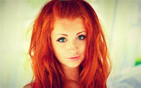 Women Redhead Freckles Green Eyes Photo Manipulation Wallpaper And