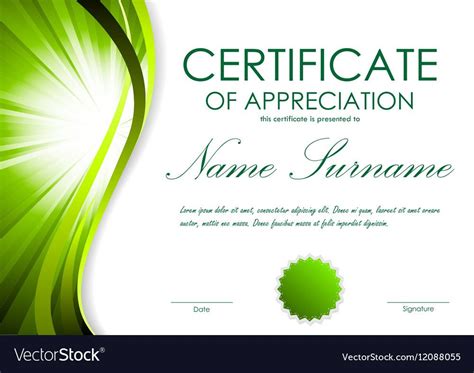 Certificate Of Appreciation Template Vector Image On Vectorstock
