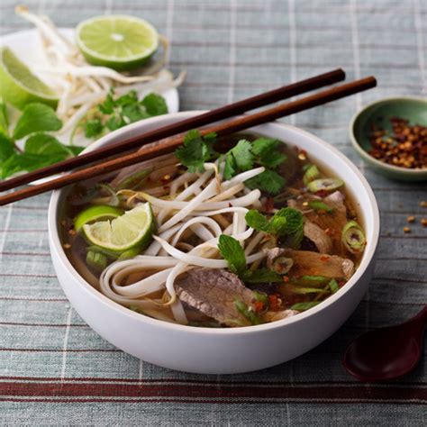 Rice Noodles And Well Done Beef In Soup Pho Chin Pho Hoai