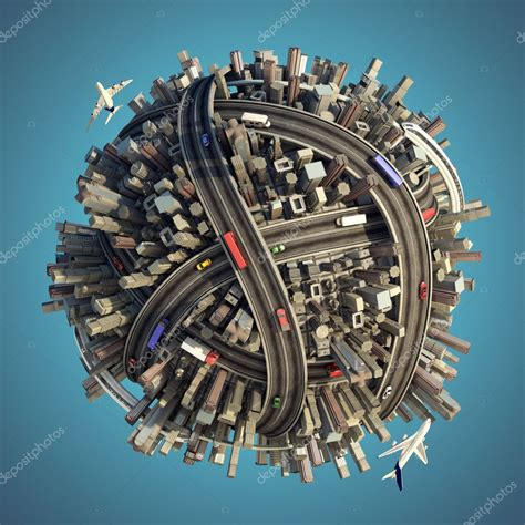 Miniature Chaotic Urban Planet Isolated — Stock Photo © Arquiplay77