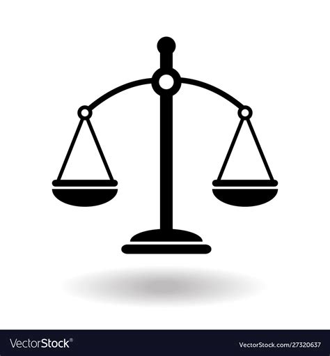 Black Justice Scales Icon Law Balance Symbol Vector Image