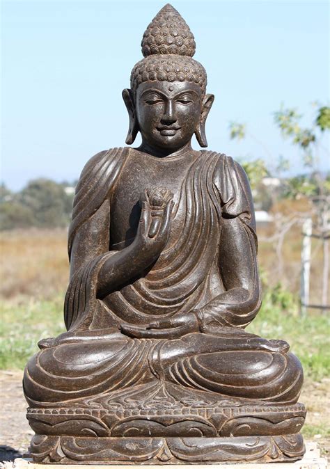 Sold Stone Garden Buddha Holding Flower 32 96ls272 Hindu Gods