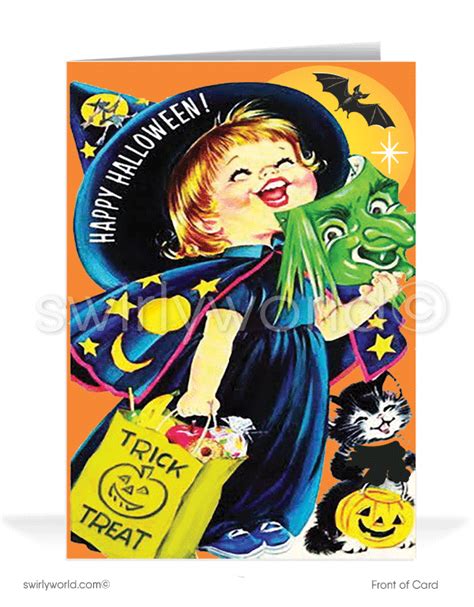 Vintage Trick Or Treat 1950s Mid Century Modern Halloween Cards