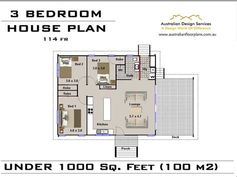 114 Clm House Plan Under 1000 Sq Foot 3 Bedroom House Etsy House