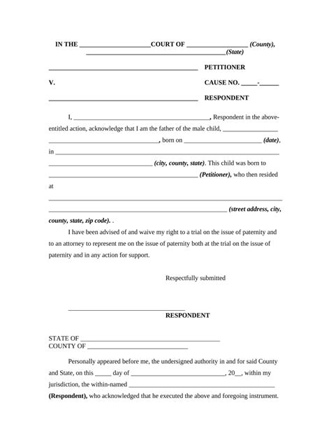 Acknowledgment Paternity Doc Template Pdffiller
