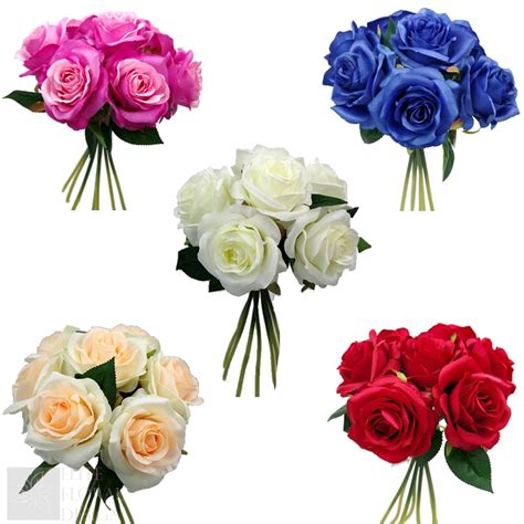 Maybe you would like to learn more about one of these? 35cm Large Artificial Rose Bouquet Silk Flowers Open Head ...