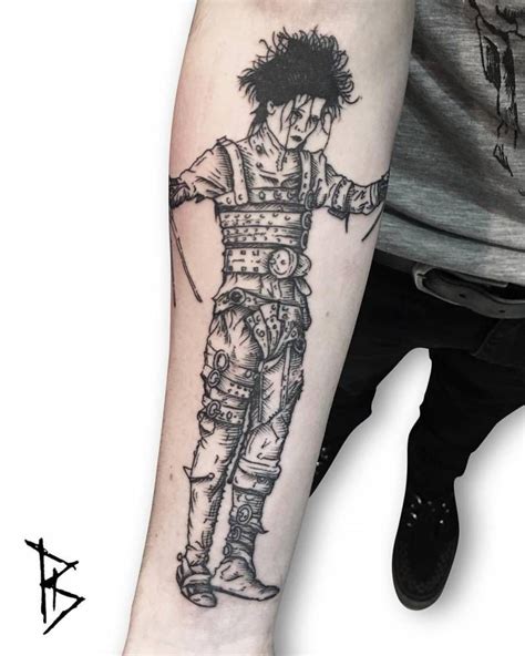 Engraving Style Edward Scissorhands Tattoo Done At The Colmar Tattoo