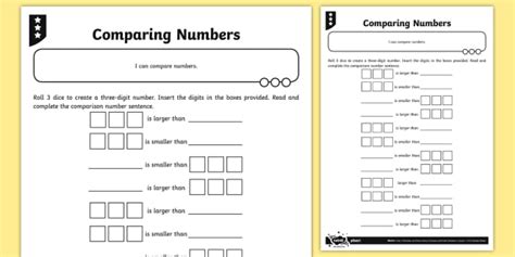 comparing numbers worksheet ks maths resources