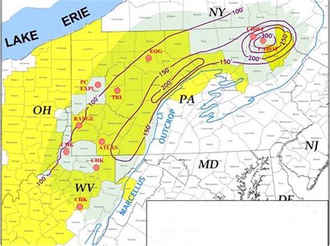 Exco Resources Map Of Marcellus Shale Wv Surface Owners Rights
