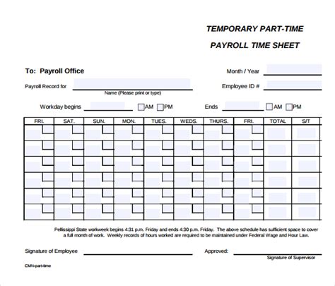 24 Payroll Timesheet Templates And Samples Doc Pdf Excel