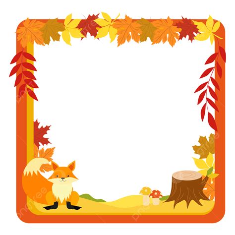 Autumn Leaves Animal Border Fall Autumn Frame Png And Vector With