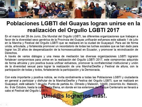 Periódico Virtual De La Comunidad Gay De Ecuador Población Lgbti Se Une Para Realizar El