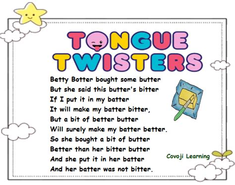 Tongue Twisters In English Top 20 Tongue Twisters Poster 15 Fun