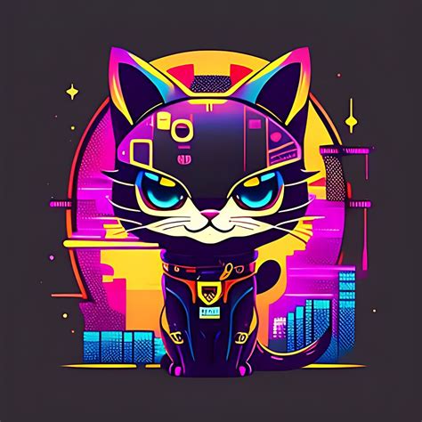 Pabloazevedo Cat Mascot Cyberpunk Style Super Cute 2d Vector Flat