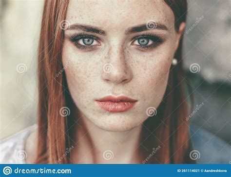 Beautiful Woman Natural Face Freckles Casual Female Portrait Lifestyle