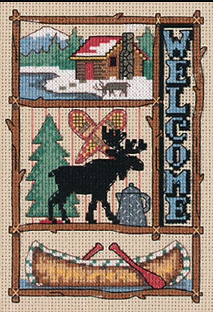 Moose And Cabin Counted Cross Stitch By Jiffy Cross Stitch Camping