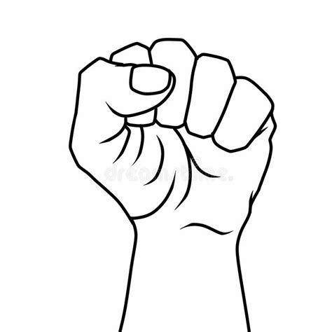 Clenched Fist Line Art Or Out Line Illustration On White Background