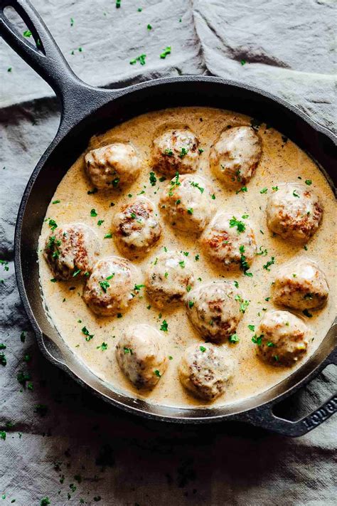 Creamy Chicken Meatballs In Mushroom Sauce Ready In 30 Minutes
