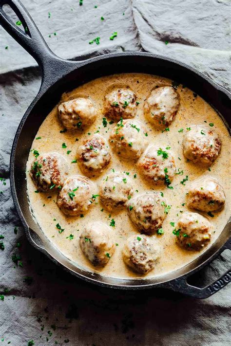 Place browned chicken pieces in roasting pan. Creamy Chicken Meatballs in Mushroom Sauce - Ready in 30 ...