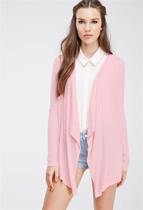 Lyst Forever 21 Draped Open Front Cardigan In Pink