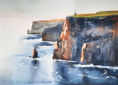 Original Painting Of Cliffs Of Moher Watercolor Etsy
