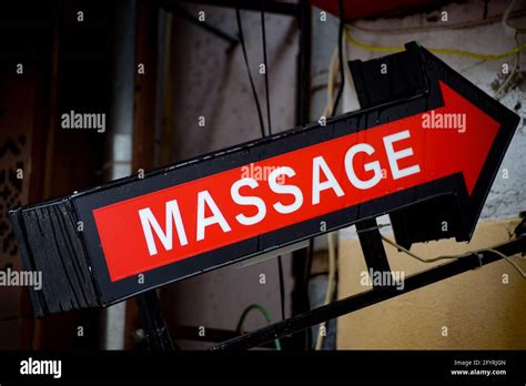 bucharest romania january 22 2021 an arrow that says massage meant to guide clients to a