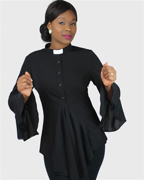 Clergy Blouse Black Esther Designer Clergy Blouse Shirt Clergy Women Ministry Apparel