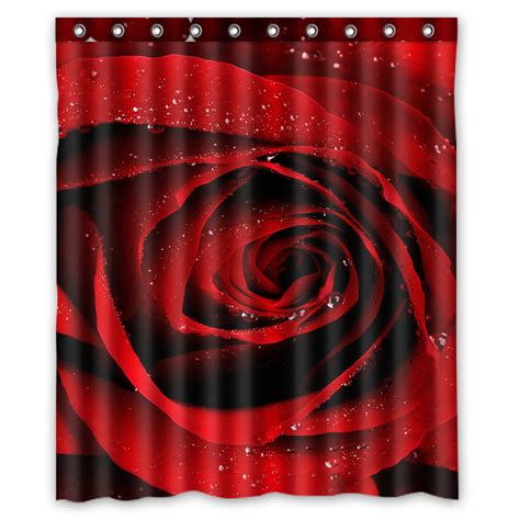 Zkgk Red Rose With Raindrop Flower Floral Pattern Waterproof Shower