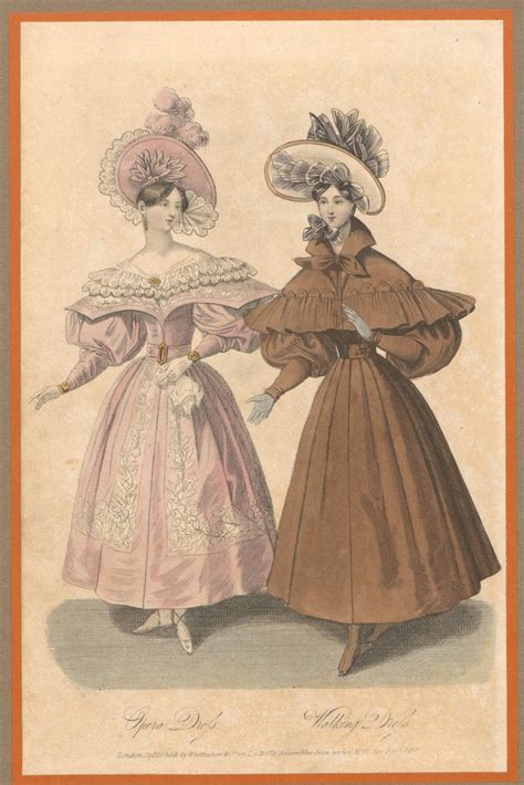 Opera Dress And Walking Dress Circa 1830 Fashion Plates 1830s